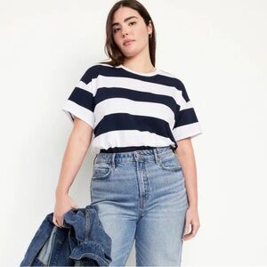 Old Navy (3X) Striped Short Sleeve T-Shirt Navy + White